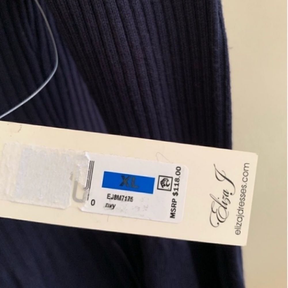Eliza J Ribbed Knit Dress Turtleneck Navy - Picture 8 of 9